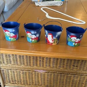 Festive Blue Holiday Buckets
